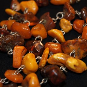 Vintage amber necklace on chain